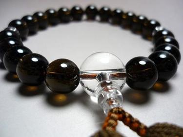 Men's Prayer Beads, Brown Crystal Round Beads, Crystal Finish, Light Brown Tassel
