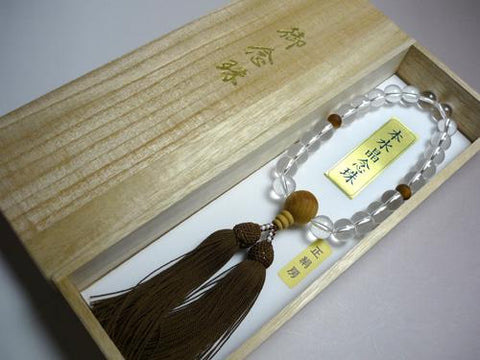 Men's prayer beads, crystal, Ryukyu cypress