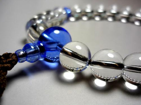 Men's prayer beads, crystal, aqua quartz oval bead