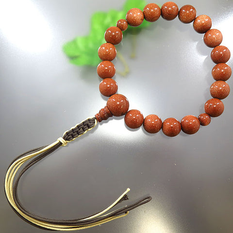 Men's prayer beads, goldstone, 18 beads
