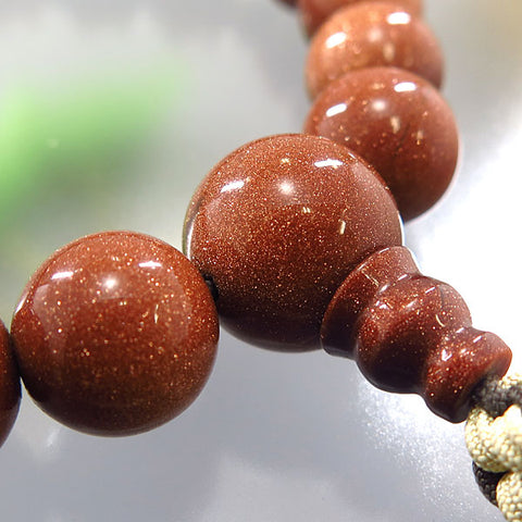 Men's prayer beads, goldstone, 18 beads