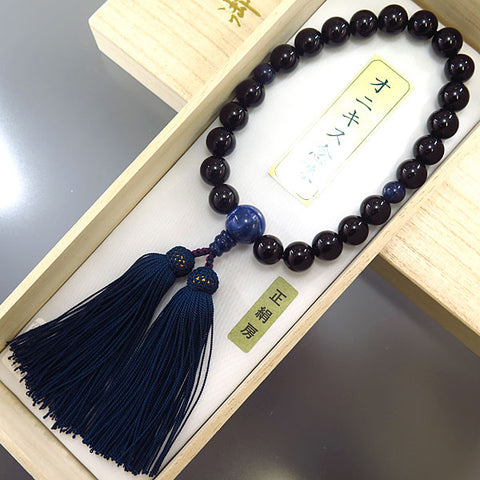 Men's prayer beads, black onyx, sodalite finish