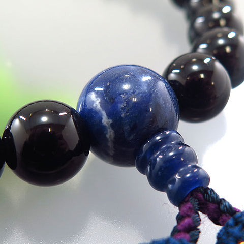 Men's prayer beads, black onyx, sodalite finish