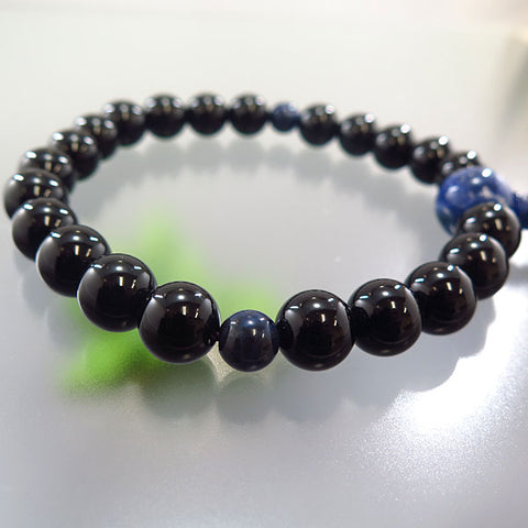 Men's prayer beads, black onyx, sodalite finish