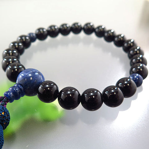 Men's prayer beads, black onyx, sodalite finish