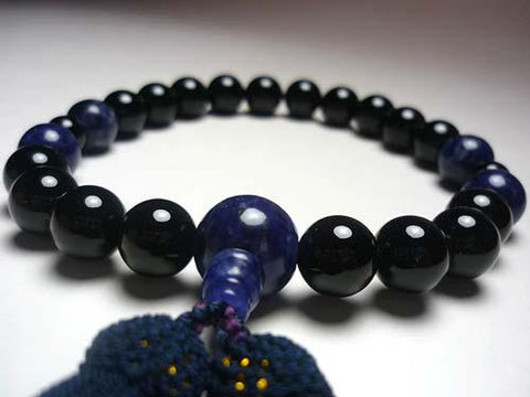Men's prayer beads, black onyx, sodalite