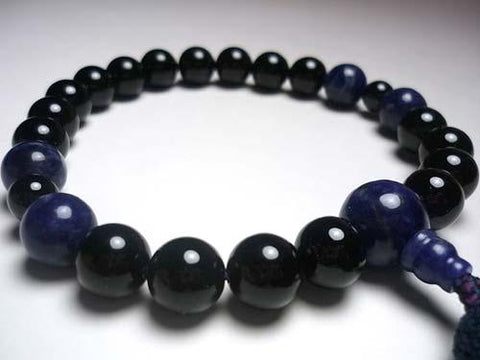 Men's prayer beads, black onyx, sodalite