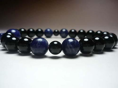 Men's prayer beads, black onyx, sodalite
