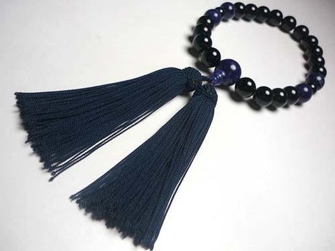 Men's prayer beads, black onyx, sodalite