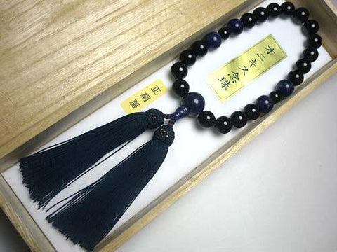 Men's prayer beads, black onyx, sodalite