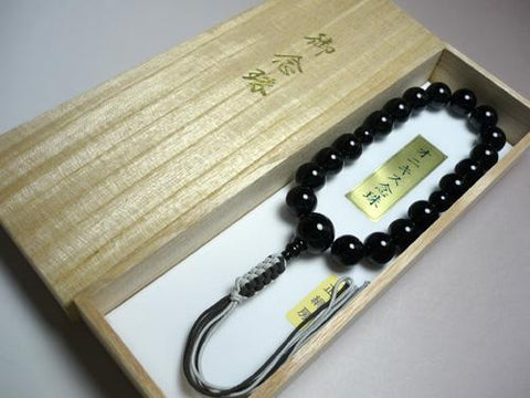 Men's prayer beads, black onyx, silk tassel