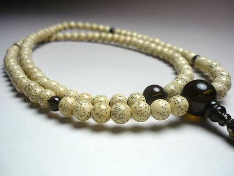 Men's Prayer Beads, Starry Bodhi Seed, Smoky Quartz, Rinzai Sect