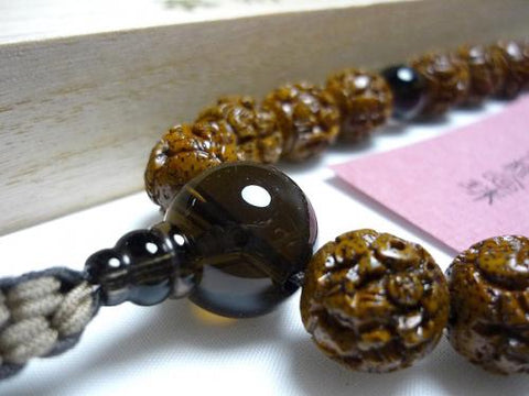 Men's Prayer Beads, Antique Starry Moon Bodhi Seed, Arhat Carving