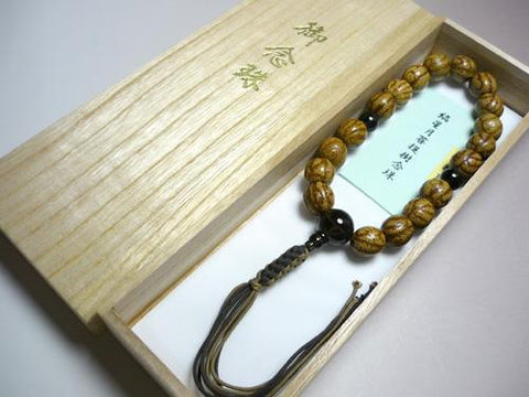 Men's prayer beads, striped Starry Moon Bodhi seed, brown crystal finish