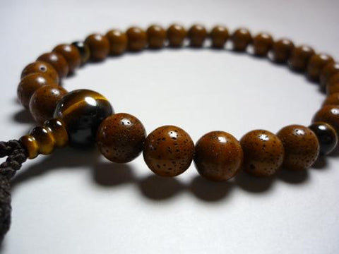 Men's prayer beads, aged Starry Moon Bodhi seed, tiger's eye finish