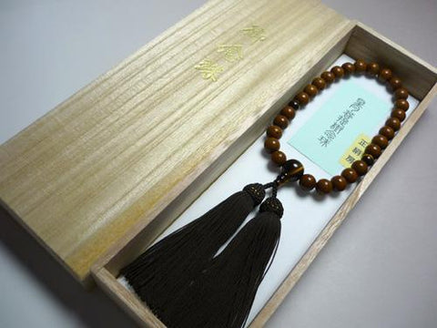 Men's prayer beads, aged Starry Moon Bodhi seed, tiger's eye finish