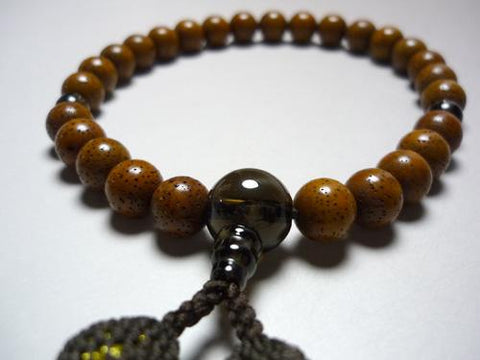Men's Prayer Beads, Antique Starry Moon Bodhi Seed, Brown Crystal Finish