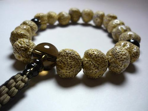 Men's prayer beads, Starry Moon Bodhi seed raw form, brown crystal finish