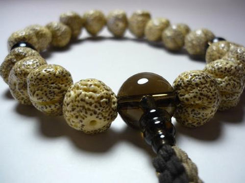 Men's prayer beads, Starry Moon Bodhi seed raw form, brown crystal finish
