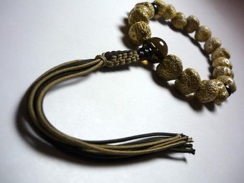 Men's prayer beads, Starry Moon Bodhi seed raw form, brown crystal finish