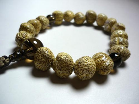Men's prayer beads, Starry Moon Bodhi seed raw form, brown crystal finish