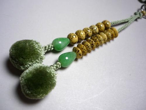 Men's Prayer Beads, Oil-Nut Star Moon Bodhi Seed, Jodo Sect, Burmese Jade Finish