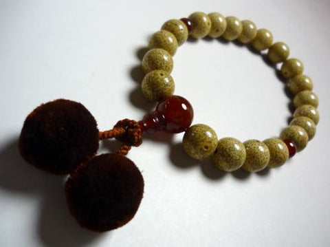 Men's Prayer Beads, Star Moon Bodhi Seed, 20 Beads, Agate Finish, Bonten Tassel