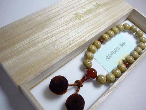 Men's Prayer Beads, Star Moon Bodhi Seed, 20 Beads, Agate Finish, Bonten Tassel