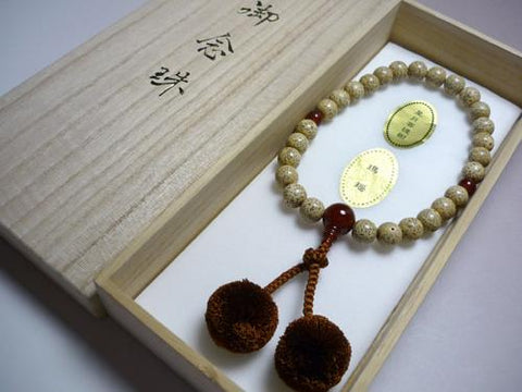 Men's Prayer Beads, Star Moon Bodhi Seed, 27 Beads, Agate Finish, Bonten Tassel