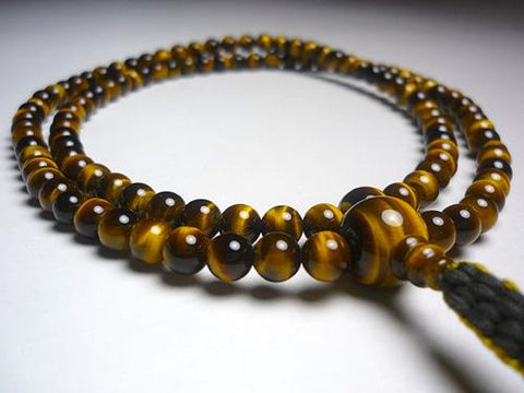 Men's Prayer Beads, Tiger's Eye, Rinzai Sect, Matching Set
