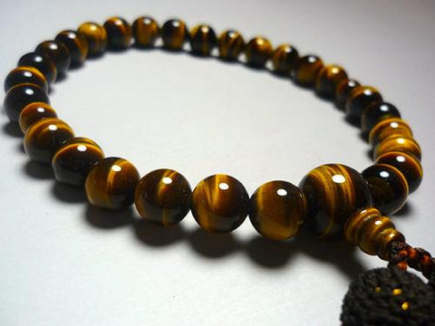 Men's Prayer Beads, Tiger's Eye, 27 Beads, Uniform Finish, Dark Brown Tassel