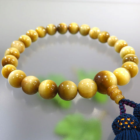 Men's Prayer Beads, Tiger's Eye, 22 Beads, Matching Set, Iron Tassel