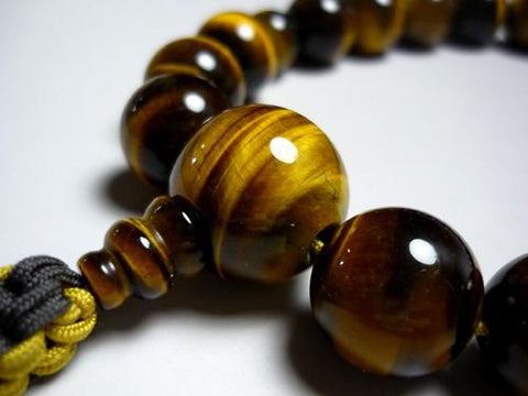 Men's Prayer Beads, Tiger's Eye, 18 Beads, Silk Tassel