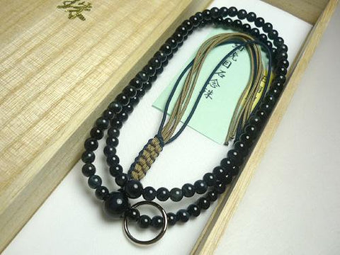 Men's Prayer Beads, Blue Tiger's Eye, Soto Zen Sect, Shaku Length, Matching Set