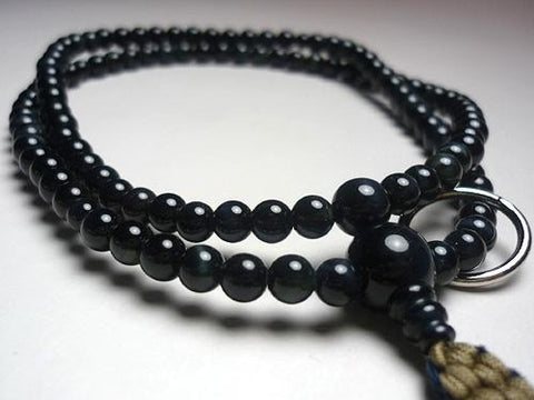 Men's Prayer Beads, Blue Tiger's Eye, Soto Zen Sect, Shaku Length, Matching Set