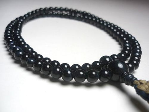 Men's Prayer Beads, Blue Tiger's Eye, Rinzai Sect, Shaku Length, Matching Set