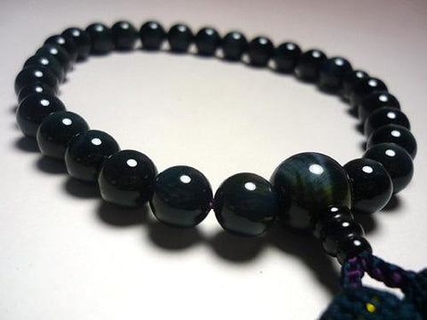Men's prayer beads, blue tiger's eye, 27 beads