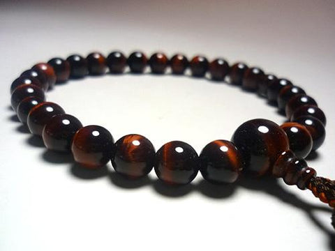Men's prayer beads, red tiger's eye, 27 beads