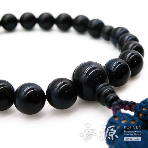 Men's Prayer Beads, Blue Tiger's Eye, 22 Beads, Matching Set, Dark Navy Tassel