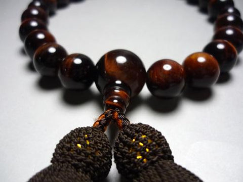 Men's Prayer Beads, Red Tiger's Eye, 22 Beads, Silk Tassel