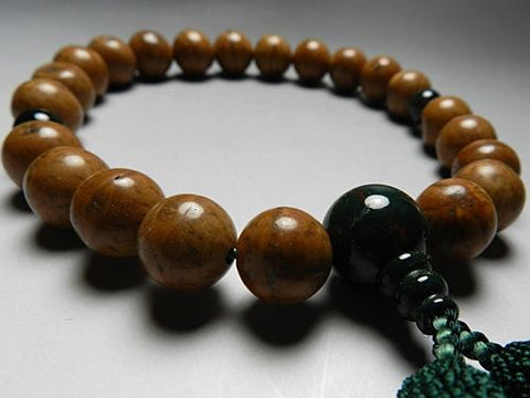 Men's Prayer Beads, Phoenix Eye Bodhi Seed, Bloodstone Finish