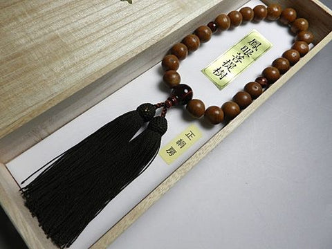 Men's Prayer Beads, Phoenix-Eye Bodhi Seed, 22 Beads, Red Tiger's Eye Finish