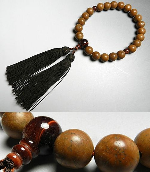 Men's Prayer Beads, Phoenix-Eye Bodhi Seed, 22 Beads, Red Tiger's Eye Finish