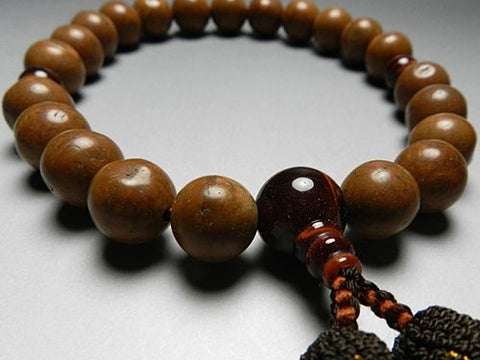Men's Prayer Beads, Phoenix-Eye Bodhi Seed, 22 Beads, Red Tiger's Eye Finish