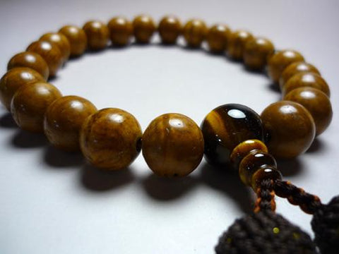 Men's Prayer Beads, Phoenix-Eye Bodhi Seed, Tiger's Eye Finish