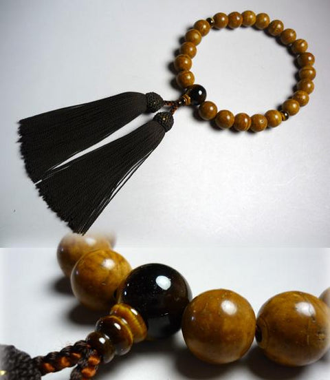 Men's Prayer Beads, Phoenix-Eye Bodhi Seed, Tiger's Eye Finish