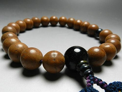Men's Prayer Beads, Phoenix-Eye Bodhi Seed, 22 Beads, Blue Tiger's Eye Finish