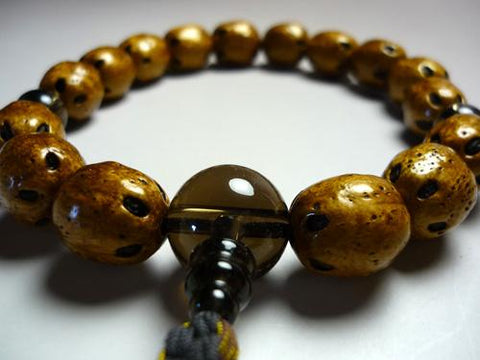 Men's prayer beads, five-eyed dragon bodhi seed, smoky quartz