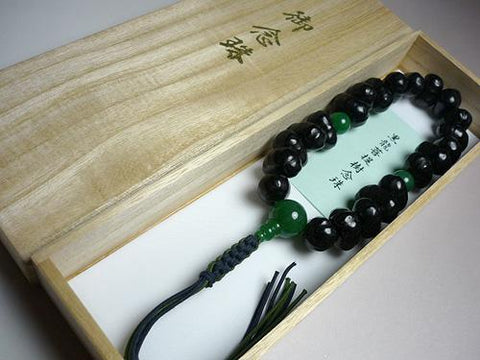 Men's prayer beads, Black Dragon Bodhi seed, jade finish
