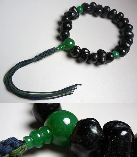 Men's prayer beads, Black Dragon Bodhi seed, jade finish
